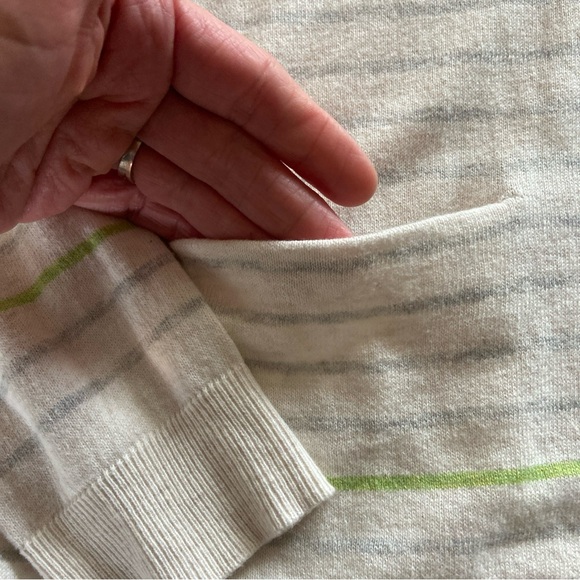 Margaret O’Leary Cardigan Sweater Stripes Ivory Medium Large Designer Cashmere? - Picture 3 of 10